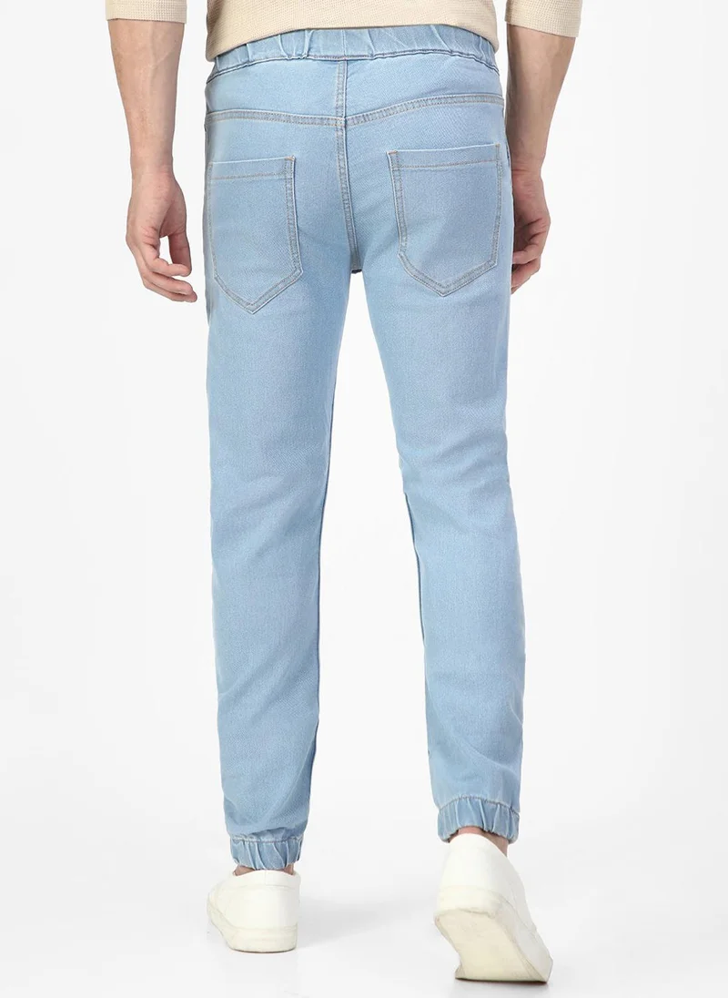Urbano Fashion  Urbano Fashion Men's Ice Blue Slim Fit Washed Jogger Jeans Stretch for Men | Best Price UAE